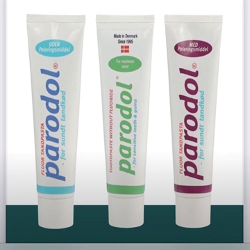 Tilbud 1 blå, 1 grøn og 1 rød tube Parodol Tandpasta á 75 ml